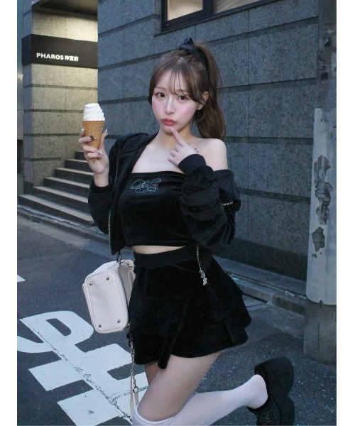 Darich（ダーリッチ）の「シグネチャーDRベロアミニスカート（スカート・レディース・ホワイト/ベビーピンク/サックスブルー/ブラック・FREE）」の20枚目の写真