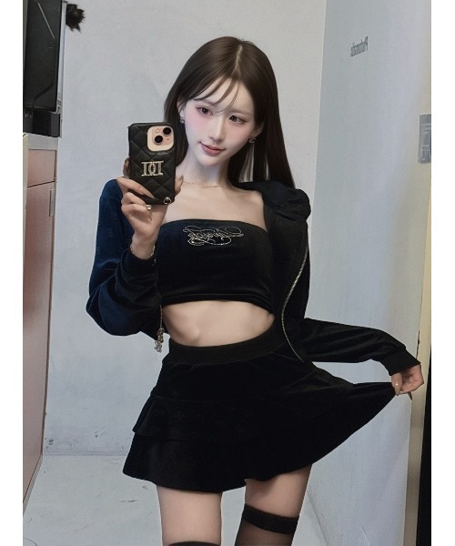 Darich（ダーリッチ）の「シグネチャーDRベロアミニスカート（スカート・レディース・ホワイト/ベビーピンク/サックスブルー/ブラック・FREE）」の22枚目の写真