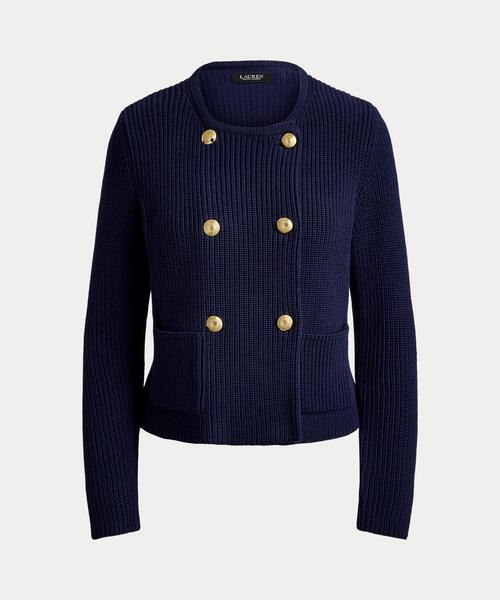 LAUREN RALPH LAUREN（ローレン ラルフ ローレン）の「ダブルブレステッド コットン セーター ジャケット（その他アウター・レディース・ネイビー系1・M/S/XS/XXS）」の8枚目の写真