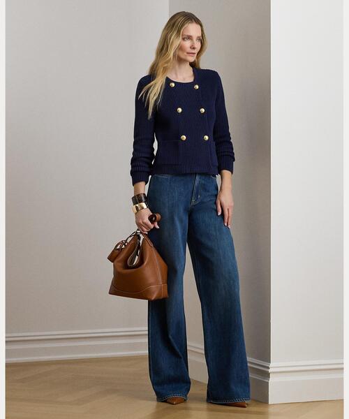 LAUREN RALPH LAUREN（ローレン ラルフ ローレン）の「ダブルブレステッド コットン セーター ジャケット（その他アウター・レディース・ネイビー系1・M/S/XS/XXS）」の7枚目の写真