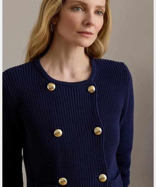 LAUREN RALPH LAUREN（ローレン ラルフ ローレン）の「ダブルブレステッド コットン セーター ジャケット（その他アウター・レディース・ネイビー系1・M/S/XS/XXS）」の5枚目の写真