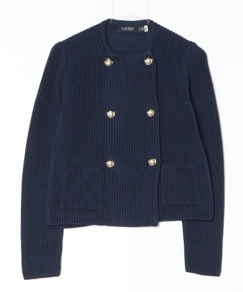 LAUREN RALPH LAUREN（ローレン ラルフ ローレン）の「ダブルブレステッド コットン セーター ジャケット（その他アウター・レディース・ネイビー系1・M/S/XS/XXS）」の4枚目の写真