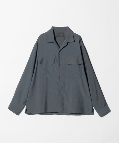 green label relaxing(グリーンレーベルリラクシング)の「ナイロン ツイル オープンカラー シャツ ブルゾン -撥水-(ナイロンジャケット・メンズ・ライトグレー/ダークグリーン/ブラック・XL/L/S/M)」の12枚目の写真