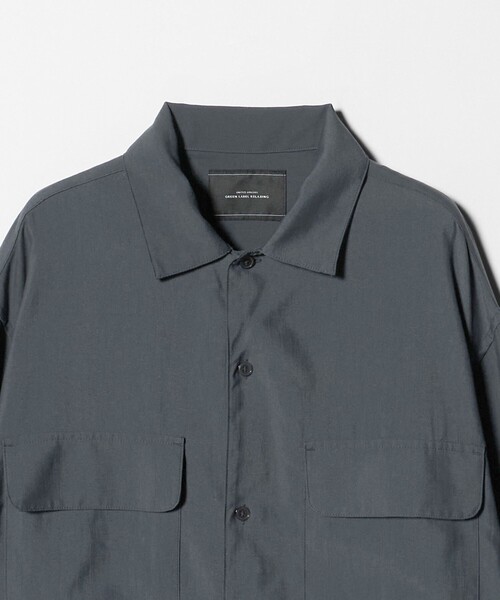 green label relaxing(グリーンレーベルリラクシング)の「ナイロン ツイル オープンカラー シャツ ブルゾン -撥水-(ナイロンジャケット・メンズ・ライトグレー/ダークグリーン/ブラック・XL/L/S/M)」の15枚目の写真