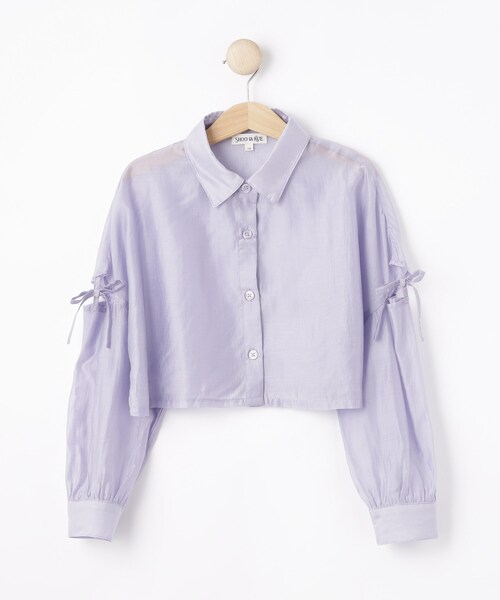 SHOO・LA・RUE（シューラルー）の「【130-150cm】クロップドシアーリボンシャツ（シャツ/ブラウス・キッズ・サックスブルー/ピンク/パープル・13/14/15 ）」の3枚目の写真