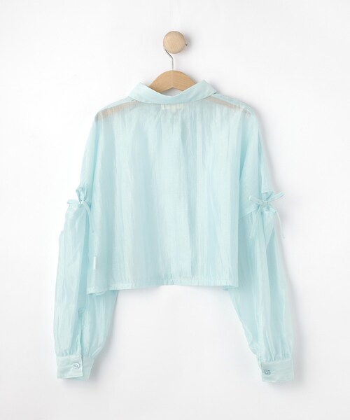 SHOO・LA・RUE（シューラルー）の「【130-150cm】クロップドシアーリボンシャツ（シャツ/ブラウス・キッズ・サックスブルー/ピンク/パープル・13/14/15 ）」の5枚目の写真