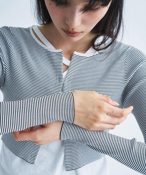 CODE A（コードエー）の「【Re】stretch hook cardigan（カーディガン/ボレロ・レディース・ブラック/ホワイト/ブラック系2/ホワイト系3・00）」の8枚目の写真