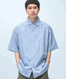 U.S. POLO ASSN. (ユーエスポロアッスン) オーバーサイズ 半袖 シャツ ワンポイント ロゴ 刺繍 綿100% 無地 カジュアルシャツ