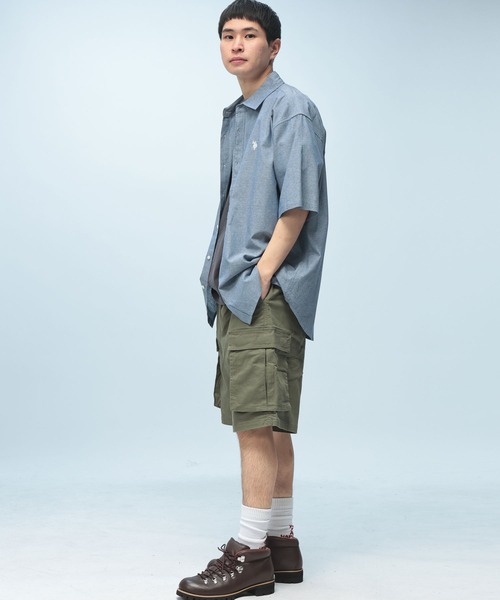 U.S. POLO ASSN.（ユーエスポロアッスン）の「U.S. POLO ASSN. (ユーエスポロアッスン) オーバーサイズ 半袖 シャツ ワンポイント ロゴ 刺繍 綿100% 無地 カジュアルシャツ（シャツ/ブラウス・メンズ・ネイビー/ブラック/ホワイト/サックスブルー・LL/L/M）」の7枚目の写真