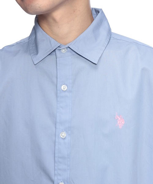 U.S. POLO ASSN.（ユーエスポロアッスン）の「U.S. POLO ASSN. (ユーエスポロアッスン) オーバーサイズ 半袖 シャツ ワンポイント ロゴ 刺繍 綿100% 無地 カジュアルシャツ（シャツ/ブラウス・メンズ・ネイビー/ブラック/ホワイト/サックスブルー・LL/L/M）」の15枚目の写真