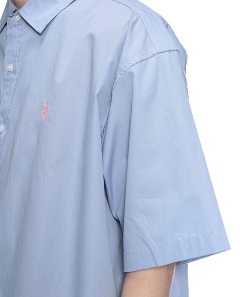 U.S. POLO ASSN.（ユーエスポロアッスン）の「U.S. POLO ASSN. (ユーエスポロアッスン) オーバーサイズ 半袖 シャツ ワンポイント ロゴ 刺繍 綿100% 無地 カジュアルシャツ（シャツ/ブラウス・メンズ・ネイビー/ブラック/ホワイト/サックスブルー・LL/L/M）」の16枚目の写真