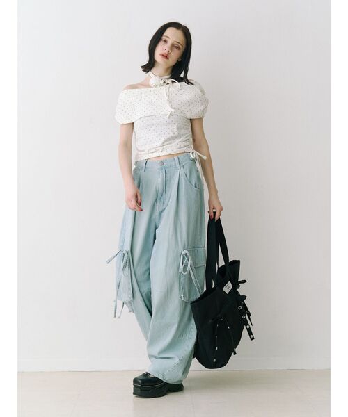 jouetie(ジュエティ)の「パターンオフショルトップス(Tシャツ/カットソー・レディース・オフホワイト/ブラック/ピンク・MEDIUM)」の10枚目の写真