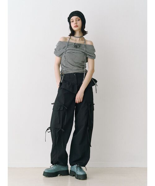 jouetie(ジュエティ)の「パターンオフショルトップス(Tシャツ/カットソー・レディース・オフホワイト/ブラック/ピンク・MEDIUM)」の17枚目の写真