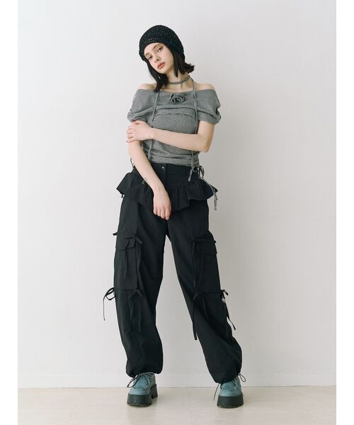 jouetie(ジュエティ)の「パターンオフショルトップス(Tシャツ/カットソー・レディース・オフホワイト/ブラック/ピンク・MEDIUM)」の18枚目の写真