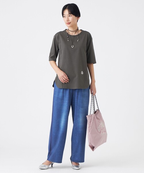 EVEX by KRIZIA(エヴェックスバイクリツィア)の「【ウォッシャブル】タイガーパッチコットンカットソー(Tシャツ/カットソー・レディース・ピンク系その他2/チャコールグレー/オフホワイト・42/40)」の5枚目の写真
