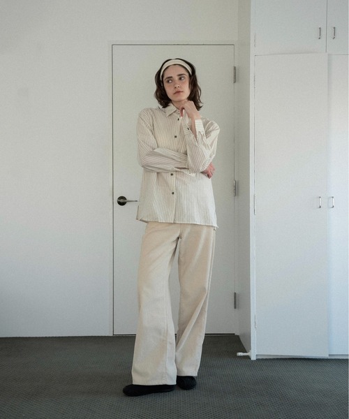lawgy(ラウジー)の「thin stripe soft shirt / スィンストライプソフトシャツ(シャツ/ブラウス・レディース・ブラック/ホワイト・FREE)」の8枚目の写真