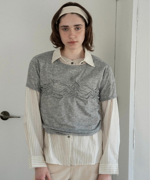lawgy(ラウジー)の「thin stripe soft shirt / スィンストライプソフトシャツ(シャツ/ブラウス・レディース・ブラック/ホワイト・FREE)」の7枚目の写真