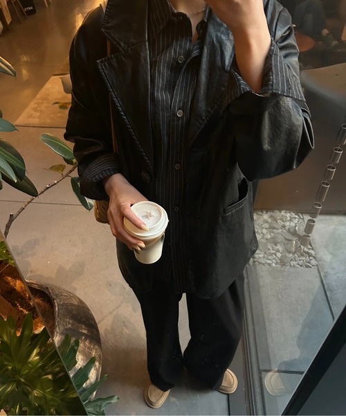lawgy(ラウジー)の「thin stripe soft shirt / スィンストライプソフトシャツ(シャツ/ブラウス・レディース・ブラック/ホワイト・FREE)」の15枚目の写真