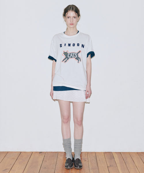 SINOON(シヌーン)の「Cats Patch T-Shirt (Ivory)(Tシャツ/カットソー・レディース・アイボリー・FREE)」の5枚目の写真