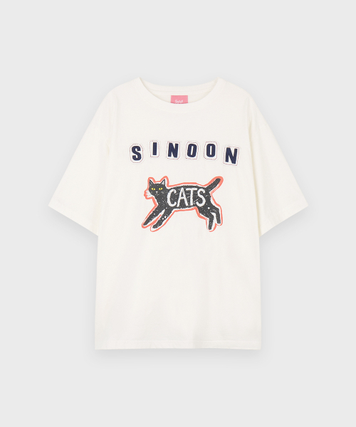 SINOON(シヌーン)の「Cats Patch T-Shirt (Ivory)(Tシャツ/カットソー・レディース・アイボリー・FREE)」の3枚目の写真