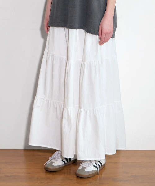 LAZYZ(レイジジ)の「Lazy Cancan Shirring Skirt (4color)(スカート・レディース・ネイビー/スカイブルー/ホワイト/ブラック・FREE)」の13枚目の写真