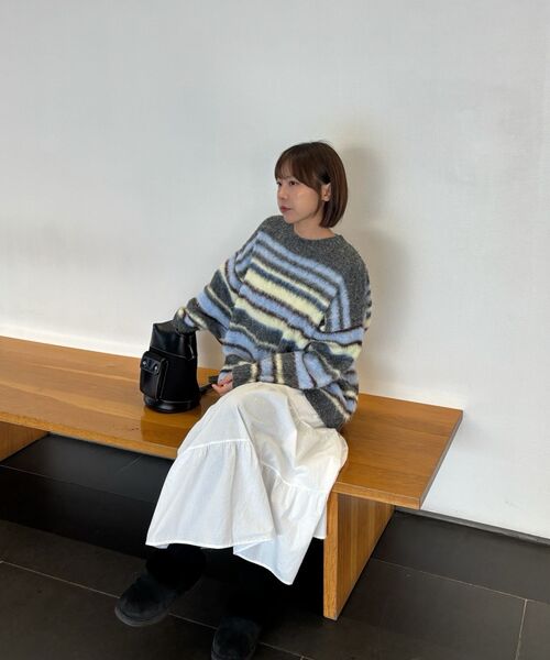 LAZYZ(レイジジ)の「Lazy Cancan Shirring Skirt (4color)(スカート・レディース・ネイビー/スカイブルー/ホワイト/ブラック・FREE)」の8枚目の写真