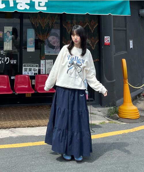 LAZYZ(レイジジ)の「Lazy Cancan Shirring Skirt (4color)(スカート・レディース・ネイビー/スカイブルー/ホワイト/ブラック・FREE)」の5枚目の写真