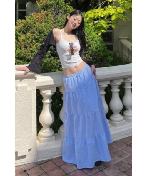 LAZYZ(レイジジ)の「Lazy Cancan Shirring Skirt (4color)(スカート・レディース・ネイビー/スカイブルー/ホワイト/ブラック・FREE)」の20枚目の写真