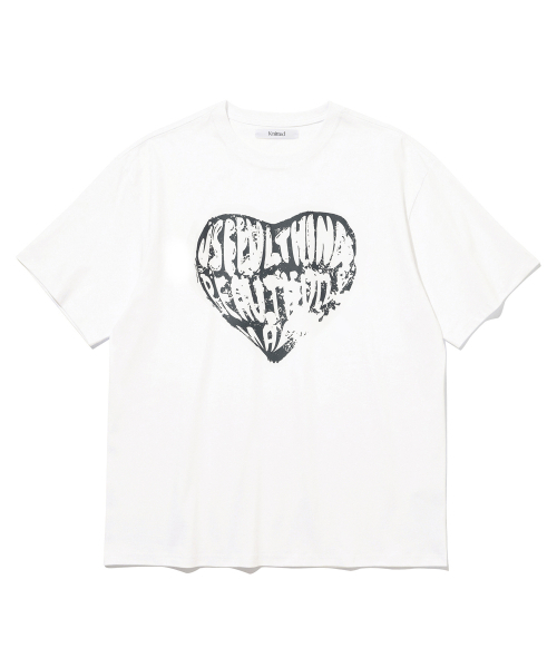 KNITTED(ニッティド)の「ヴィンテージハートTシャツ WHITE-CHARCOAL(Tシャツ/カットソー・レディース・その他・LARGE/MEDIUM/X-LARGE)」の1枚目の写真