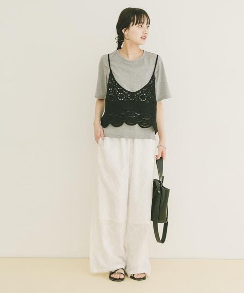 ITEMS URBANRESEARCH(アイテムズ アーバンリサーチ)の「ニットビスチェTシャツセット(Tシャツ/カットソー・レディース・ブラック/ライトベージュ/グレー・FREE)」の4枚目の写真