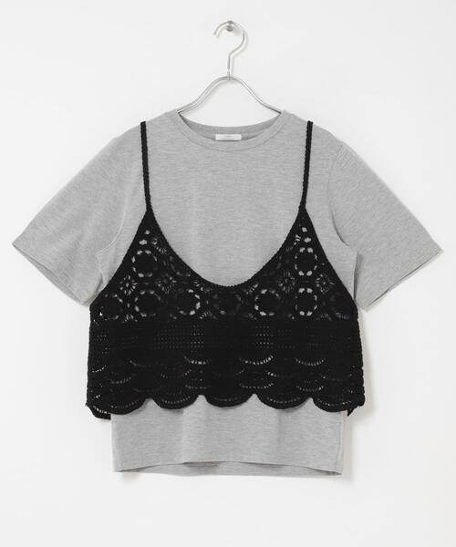 ITEMS URBANRESEARCH(アイテムズ アーバンリサーチ)の「ニットビスチェTシャツセット(Tシャツ/カットソー・レディース・ブラック/ライトベージュ/グレー・FREE)」の5枚目の写真