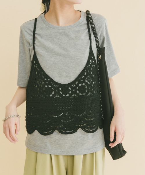 ITEMS URBANRESEARCH（アイテムズ アーバンリサーチ）の「ニットビスチェTシャツセット（Tシャツ/カットソー・レディース・ブラック/ライトベージュ/グレー・FREE）」の2枚目の写真