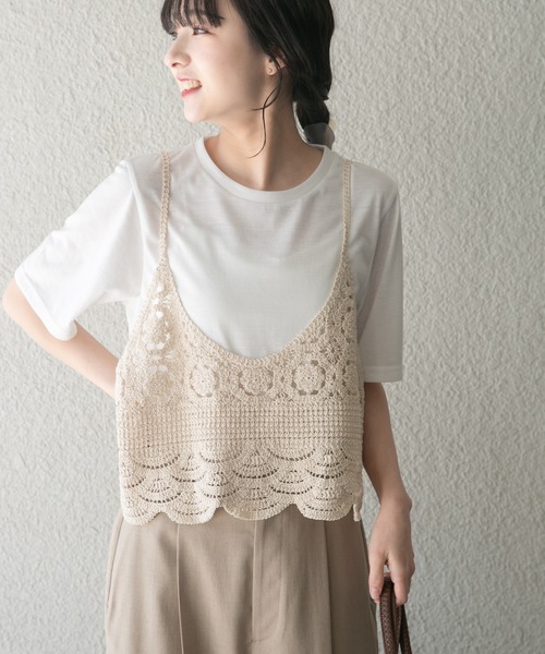 ITEMS URBANRESEARCH（アイテムズ アーバンリサーチ）の「ニットビスチェTシャツセット（Tシャツ/カットソー・レディース・ブラック/ライトベージュ/グレー・FREE）」の3枚目の写真