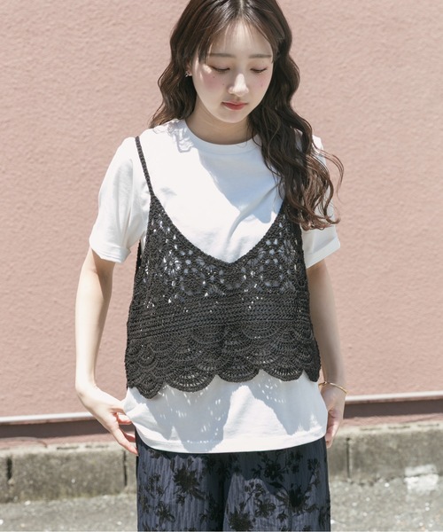 ITEMS URBANRESEARCH（アイテムズ アーバンリサーチ）の「ニットビスチェTシャツセット（Tシャツ/カットソー・レディース・ブラック/ライトベージュ/グレー・FREE）」の4枚目の写真