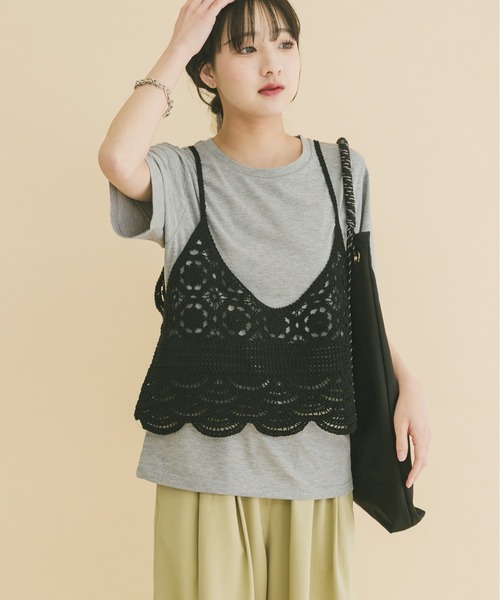 ITEMS URBANRESEARCH（アイテムズ アーバンリサーチ）の「ニットビスチェTシャツセット（Tシャツ/カットソー・レディース・ブラック/ライトベージュ/グレー・FREE）」の19枚目の写真