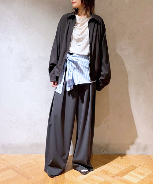 Kaptain Sunshine(キャプテン サンシャイン)の「KAPTAIN SUNSHINE キャプテンサンシャイン Wool Poplin Zip ブルゾン KS26SJK09(その他アウター・レディース・ブラック・FREE)」の2枚目の写真