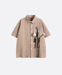 U:UME（ユーム）の「Flower Applique Emboss Short Sleeve Shirt（シャツ/ブラウス）」