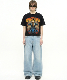 REBRENNER（リブレンナー）の「DTFモータース クールコットン クロップ半袖Tシャツ ブラック（Tシャツ/カットソー）」