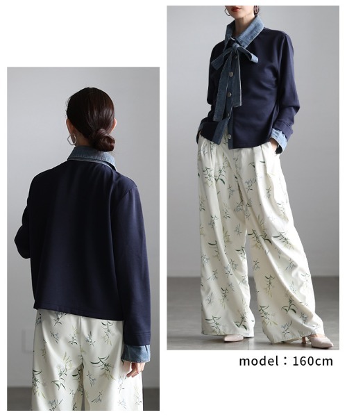 Sawa a la mode（サワアラモード）の「リボンタイ付き異素材スウェットトップス（シャツ/ブラウス・レディース・グレー/レッド/ネイビー・FREE）」の18枚目の写真