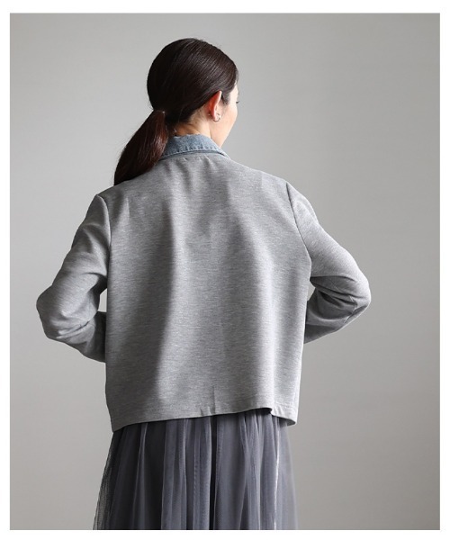 Sawa a la mode（サワアラモード）の「リボンタイ付き異素材スウェットトップス（シャツ/ブラウス・レディース・グレー/レッド/ネイビー・FREE）」の7枚目の写真