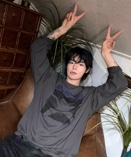 Wave man long sleeve Charcoal