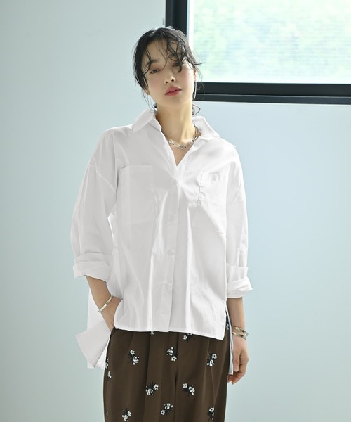 STYLE DELI(スタイルデリ)の「【BLK001】前後差ヘムラインビッグシャツ(シャツ/ブラウス・レディース・ホワイト/ブラック・FREE)」の5枚目の写真