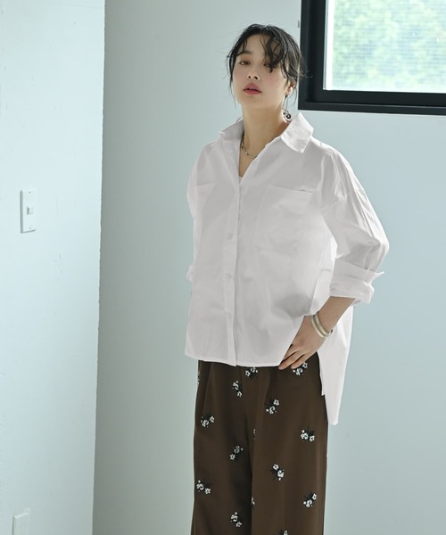 STYLE DELI(スタイルデリ)の「【BLK001】前後差ヘムラインビッグシャツ(シャツ/ブラウス・レディース・ホワイト/ブラック・FREE)」の7枚目の写真