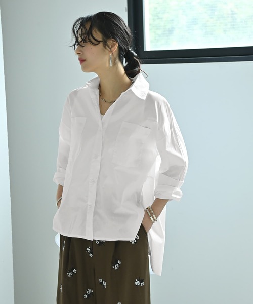 STYLE DELI(スタイルデリ)の「【BLK001】前後差ヘムラインビッグシャツ(シャツ/ブラウス・レディース・ホワイト/ブラック・FREE)」の8枚目の写真