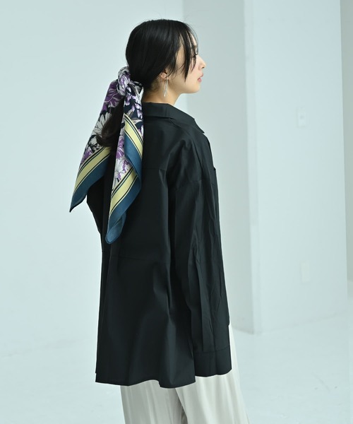 STYLE DELI(スタイルデリ)の「【BLK001】前後差ヘムラインビッグシャツ(シャツ/ブラウス・レディース・ホワイト/ブラック・FREE)」の10枚目の写真