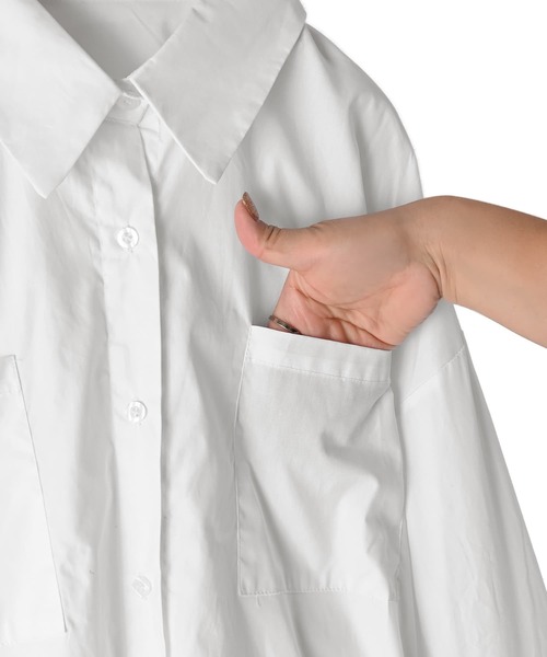 STYLE DELI(スタイルデリ)の「【BLK001】前後差ヘムラインビッグシャツ(シャツ/ブラウス・レディース・ホワイト/ブラック・FREE)」の21枚目の写真