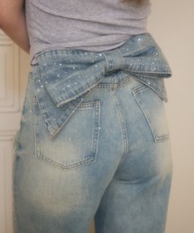 miune（ミューヌ）の「ラメバックリボンルーズデニム（デニムパンツ）」