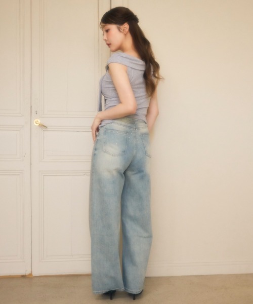 miune(ミューヌ)の「ラメバックリボンルーズデニム(デニムパンツ・レディース・ホワイト/ブルー・MEDIUM/SMALL)」の21枚目の写真