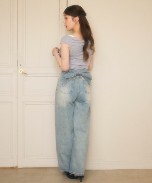 miune(ミューヌ)の「ラメバックリボンルーズデニム(デニムパンツ・レディース・ホワイト/ブルー・MEDIUM/SMALL)」の18枚目の写真