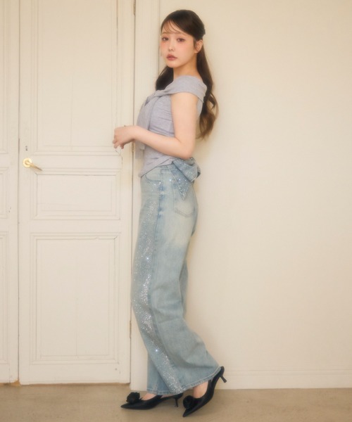 miune(ミューヌ)の「ラメバックリボンルーズデニム(デニムパンツ・レディース・ホワイト/ブルー・MEDIUM/SMALL)」の15枚目の写真